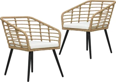 Produktbild von The Living Store Gartenstühle 2 Stk. mit Auflagen Poly Rattan Eiche