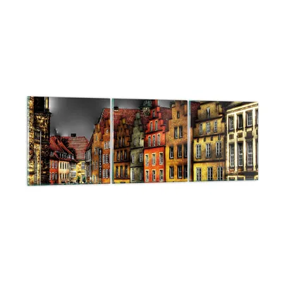 Produktbild von Bilder auf glas - Bunte Häuser historische Denkmäler - 90x30cm - Glasbilder - Wandbilder - Kunstdruck - zum Aufhängen bereit - Wanddekoration aus Glas - Glas Bilder - Wandbild auf Glas - GCA90x30-0251