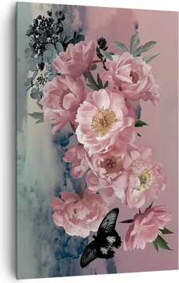 Produktbild von Bild auf Leinwand - Leinwandbild - Einteilig - Blumen Schmetterling Wolken - 80x120cm - Wand Bild - Wanddeko - Wandbilder - Leinwanddruck - Wanddekoration - Leinwand bilder - Wandbild - PA80x120-4881