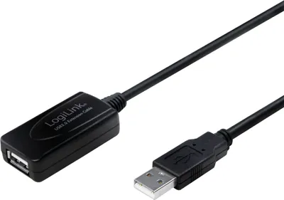 Produktbild von LogiLink 25M USB 2.0 - USB 2.0 M/F, 25 m, USB A, USB A, USB 2.0, Männlich/Weiblich, Schwarz