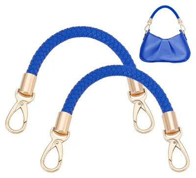 Productafbeelding van Gevlochten handgrepen van kunstleer voor tassen - 2 stuks - Blauw - 32 cm