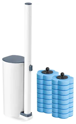 Toilettenbürste mit 16 Einweg-Schwammköpfen, hygienisch, 42,5 cm