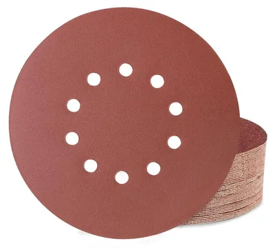 Immagine prodotto di Carta abrasiva da 225 mm con sistema di fissaggio a velcro, 10 fori, grana 180, per levigatrici con prolunga, confezione da 40 pezzi