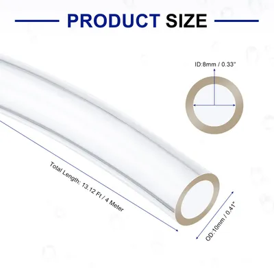 Produktbild von PVC Schlauch 8mm ID x 10mm OD (4 Meter) - Aquarium Schl?uche - Gummischlauch Bierschlauch flexibel, lebensmitteltauglich & transparent fš¹r Trinkwasser, Haushalt und Industrie