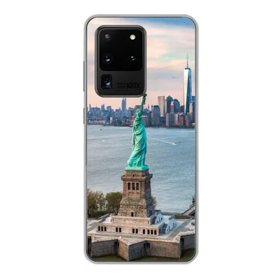 Produktbild von MuchoWow® Handyhülle Schutzhülle Hülle für Samsung Galaxy S20 Ultra Freiheitsstatue mit der Skyline von New York Silikon Softcase Handy Hülle - Karteninhaber