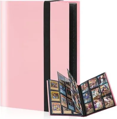 Produktbild von Sammelkarten Album, 20 Seiten Binder Pokemon Karten, 360 Karten Kapazität Wasserdichter Ordner für Sammelmappe Karten, Mit Gummiband (Rosa)