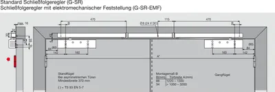 Produktbild von Türschließer TS 93B GSR-EMF2-V | Größe EN 2-5 , 2 Flügel | mit Gleitschiene und Feststellung, silber