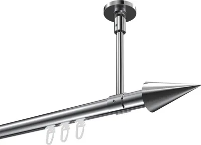 Produktbild von Interdeco Innenlaufstange / Gardinenstange mit Innenlauf Chrom, Typ Sonette Savio (Kegel) Deckenmontage, 20 mm Ø 1-läufig, 280 cm