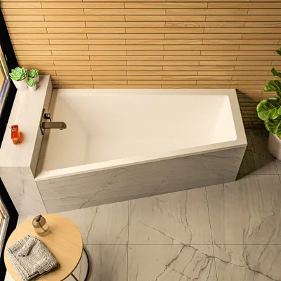 Produktbild von Badewanne Sfera 160 X 95 cm links + Styroporverkleidung verfliesbar Eckbadewanne Trapez Wanne Trapezbadewanne eckig Acryl Ablaufgarnitur Silikon