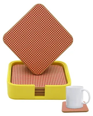 Produktbild von Quadratische Lederuntersetzer - Set von 4 - 10 x 10 cm - Rutschfest - Rot