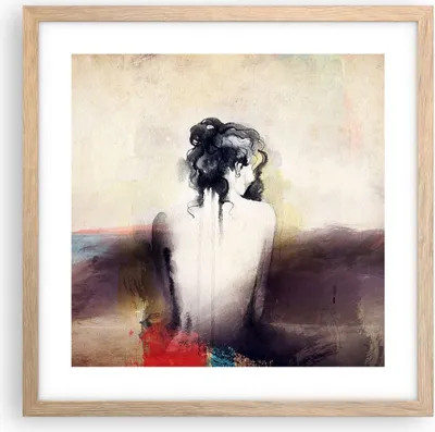 Produktbild von Gerahmtes Poster - Rahmen in heller Eiche - Frau handeln nackt - 40x40 cm - Wand Bild - Wanddeko - Wandbilder - Wandposter - Bilderrahmen - Bilder - Kunstdruck - Wandbild - P2NAC40x40-3657