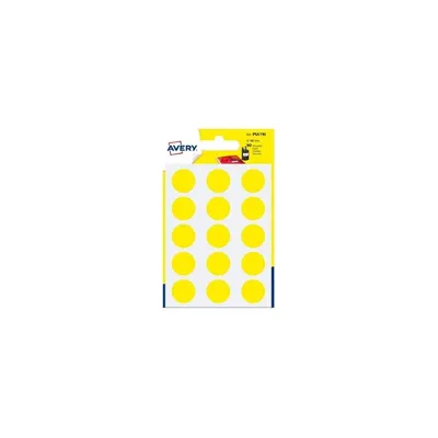 Produktbild von Avery PSA19J, Gelb, Rund, Permanent, 15 Stück(e), 6 Blätter, 80 mm