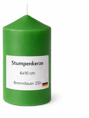 Productafbeelding van Stompkaarsen, diameter 6 cm, hoogte 10 cm, groen, set van 1