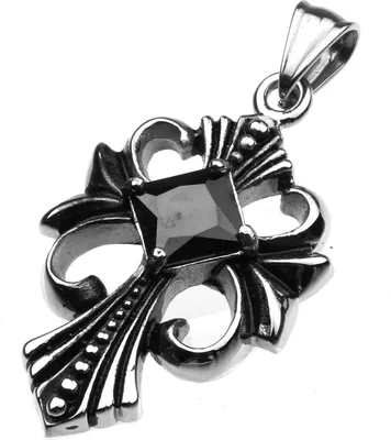 Produktbild von Edelstahl Anhänger aus 316L Kreuz mit Stein