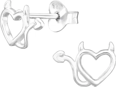 Produktbild von Ohrringe Ohrstecker 925 Sterling Silber mit Teufelsherz Material - Silber