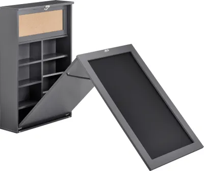 Produktbild von [en.casa] Klappschreibtisch Schreibtisch zum Ausklappen Wandklapptisch mit Tafel und Pinnwand Dunkelgrau