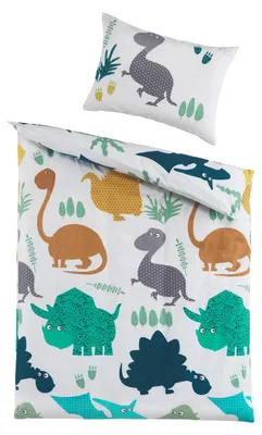 Produktbild von Baby Bettwäsche DINOWELT - Renforcé-Qualität aus 100 % Baumwolle, 100x135 cm