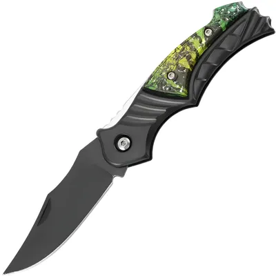Zdjęcie produktu dla Outdoorowy składany nóż ZE-40353 - Czarny/Zielony | Idealny na camping i survival KP40353