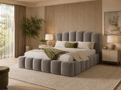 Produktbild von Emlar Polsterbett Velaro MAX 180x200 cm - Bett mit Bettkasten & Lattenrost - Velvet-Stoff - Doppelbett mit Stauraum Grau (Magic Velvet 2218)