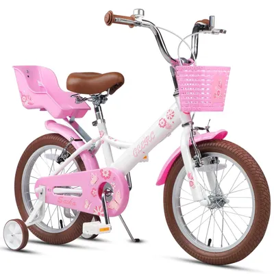 Produktbild von Kinderfahrrad für Mädchen mit Korb und Stabilisatoren