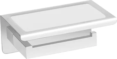 Produktbild von Balneo | Toilettenpapierhalter mit Ablage silber CHROM Edelstahl| Papierrollenhalter QARX Rostfrei | WC-Papierhalter aus Metall