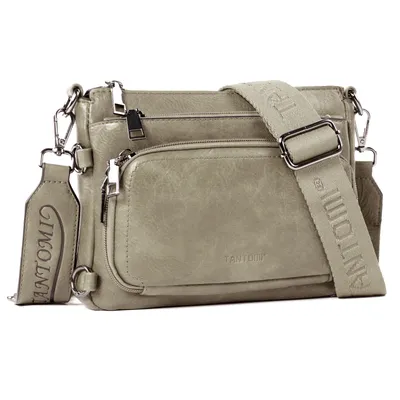 Produktbild von Damen Umhängetasche Klein, Vintage Schultertasche Crossbody Bag, mit Abnehmbarem Breitem Schultergurt, Handtasche Damen Klein