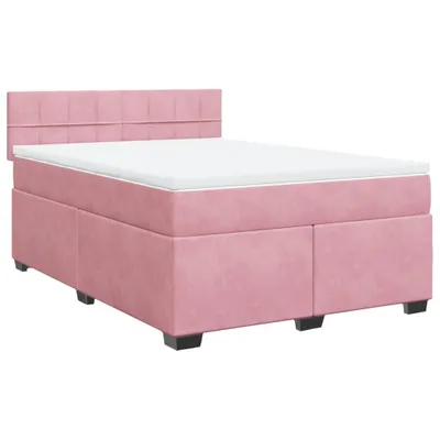 Produktbild von Boxspringbett mit Matratze Dunkelrosa 140x200 cm Samt