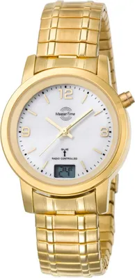 Master Time MTLA-10313-12M Damen-Funkuhr Basic mit Zugband Goldfarben 1