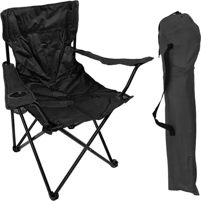 Anglersessel mit Getränkehalter und Tasche Campingstuhl Schwarz
