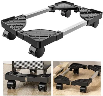 Immagine prodotto di Famanu - Supporto universale per CPU, con 4 rotelle, nero, da posizionare sotto la scrivania, per case di computer, supporto a torre