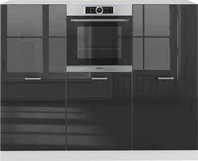 A built-in oven integrated into a kitchen cabinet unit.