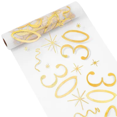 Produktbild von Tischläufer 28 x 10 m Gold, Zuschneidbar, für Geburtstagsfeier