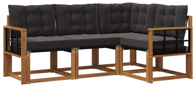 Produktbild von vidaXL Outdoor-Sofagarnitur 4 stk. Natürlich und Schwarz