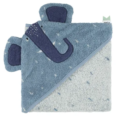 Image de Mrs. Elephant drap de bain 75 x 75 cm cotonbleu
