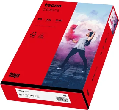 Produktbild von Multifunktionspapier tecno colors A4 80g/qm VE=5x500 Blatt intensivrot