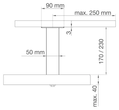 Produktbild von Barkonsole Capri gerade 50 x 50 mm, Höhe 170 mm, Aluminium schwarz