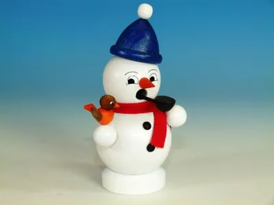 Produktbild von Räuchermann Schneemann mit Vogel Höhe=10,5cm NEU