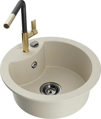 Immagine prodotto di Mexen Diego lavello in granito a 1 vasca con miscelatore da cucina Flora, beige - 6512-69-670401-57-B