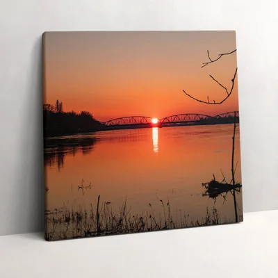 Produktbild von Lake landscape at sunset – Leinwandbild Wandbild – 60x60 cm – Leinwandbilder – Wandbilder – Schlafzimmer – Flur
