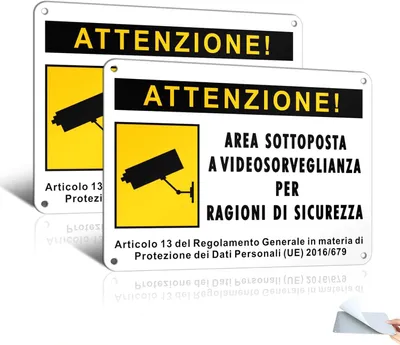 Imagen del producto de Placa de señalización de aluminio, 20x15 cm, 2 unidades, con agujeros preperforados, para uso interior y exterior
