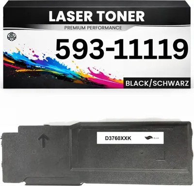 Produktbild von Toner 593-11119 für Dell kompatibel Schwarz 59311119 wie Original Tonerkartusche für Dell Color Laser C3760dn, C3760dnf, C3760n, C3765dnf MFP