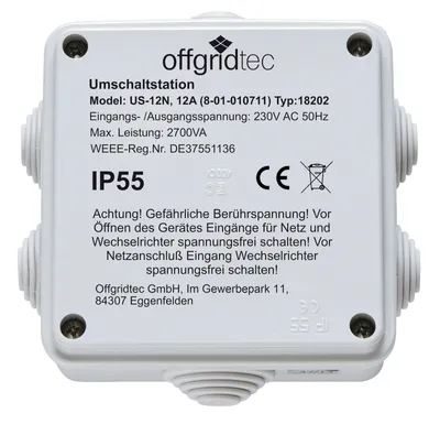 Produktbild von Umschaltstation für Netzvorrangschaltung USV Betrieb US230/12 12A 2700W 230VAC