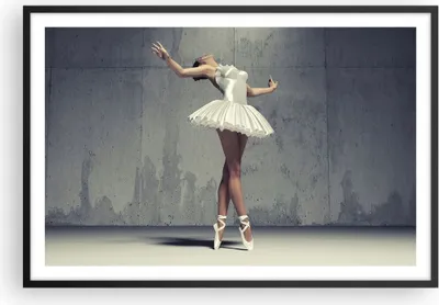Produktbild von Gerahmtes Poster - Schwarzer Rahmen - Ballerina Weiß Wand - 91,5x61 cm - Wand Bild - Wanddeko - Wandbilder - Kunstposter - Wandposter - Bilderrahmen - Bilder - Kunstdruck - Wandbild - P2BAA91x61-4344