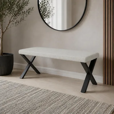 Produktbild von Bank Akiko Metal X -128x44-Inari22- Stoff|Bänkchen|Eckbankgruppe für Ihrem Esszimmer|Küche|modern|Sitzecke|Essecke