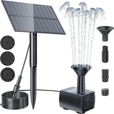 Produktbild von Solarbrunnenpumpen-Set – Garten – Schwarz – 4 Düsen – Umweltfreundlich – Einfache Installation