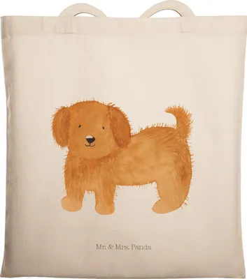 Produktbild von Mr. & Mrs. Panda Schultasche Hund Flauschig - Transparent - Geschenk, Hunde, Süß, Laptoptasche, Tasche, Hundeliebe, Sprüche, Tote Bag, Beutel, Jutebeutel
