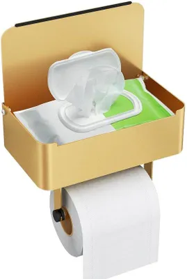 Produktbild von Edelstahl-Toilettenspüler mit Ablage und Dispenser Goldfarben
