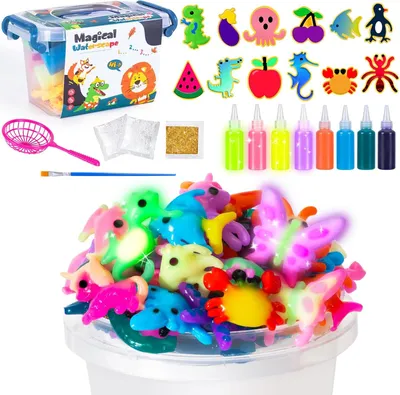 Productafbeelding van Magische watergel glow in the dark elfenset - 12 wezens sensorisch sponsspeelgoed waterparels voor 3+