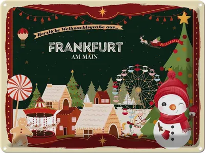 Produktbild von vianmo Blechschild 30x40 cm Weihnachtsgrüße aus Frankfurt am Main Weihnachten