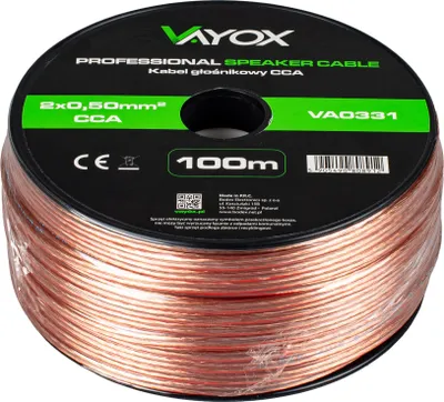 Zdjęcie produktu dla Libox Kabel głośnikowy 2x0,50mm LB0005, Aluminium miedziane (CCA), 100 m, Przezroczysty